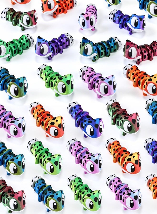 Fiwochic 24 Pcs 3D Printed Leopard Gecko 3D Printed Mini Animal Figurines Articulated Flexible Stress Relief Fidget Cute Animal Figurines Desk Decor Party Favors Carnival Prizes Rewards (Gradient) - Image 1